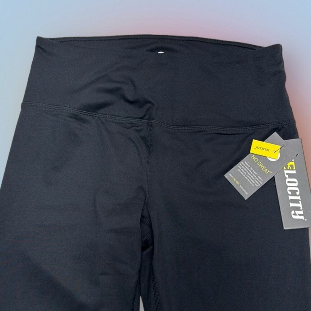 VELOCITY Women’s Large Black Capri Length High Rise NO SWEAT Leggings